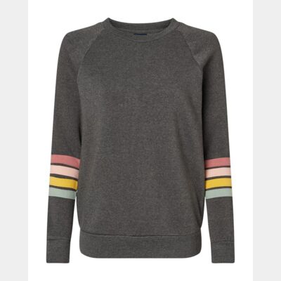 Women's Striped Sleeves Crewneck Sweatshirt Thumbnail