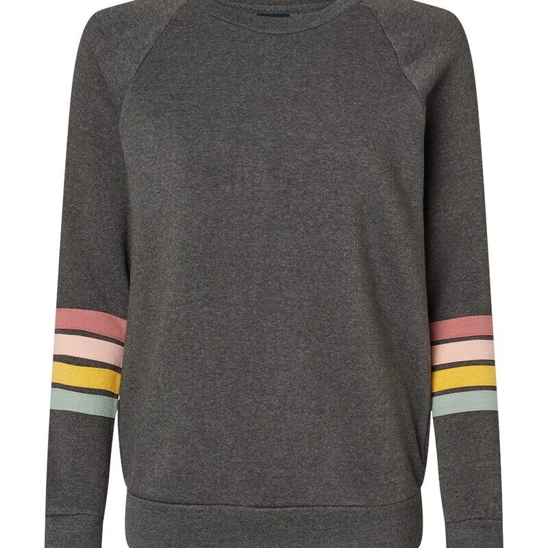 Women's Striped Sleeves Crewneck Sweatshirt Thumbnail