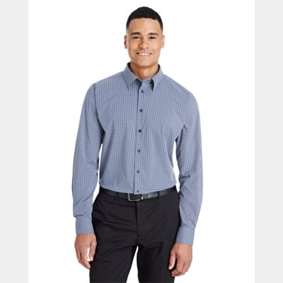 Men's CrownLux Performance® Tonal Mini Check Woven Dress Shirt Thumbnail