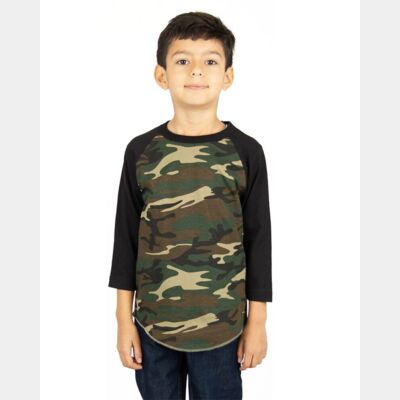 Youth Three-Quarter Sleeve Camo Raglan T-Shirt Thumbnail