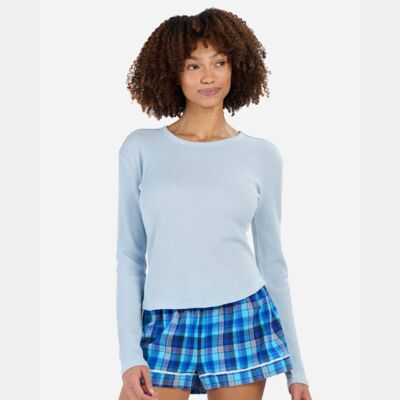 Women's Waffle Knit Baby Long Sleeve T-Shirt Thumbnail