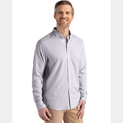 Cutter & Buck Skyline Epic Confidence Recycled Pinstripe Mens Big & Tall Long Sleeve Dress Shirt Thumbnail
