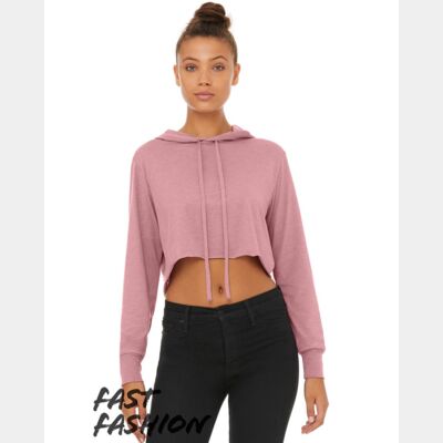 Women’s Triblend Crop Long Sleeve Hoodie Tee Thumbnail